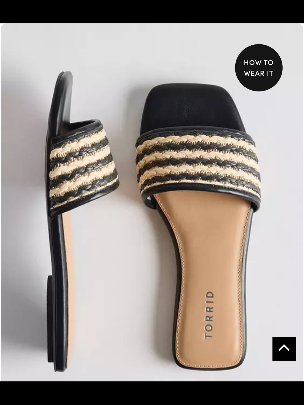 Torrid Black and Cream Braided-Stripe Slide Sandals NWT Size 13